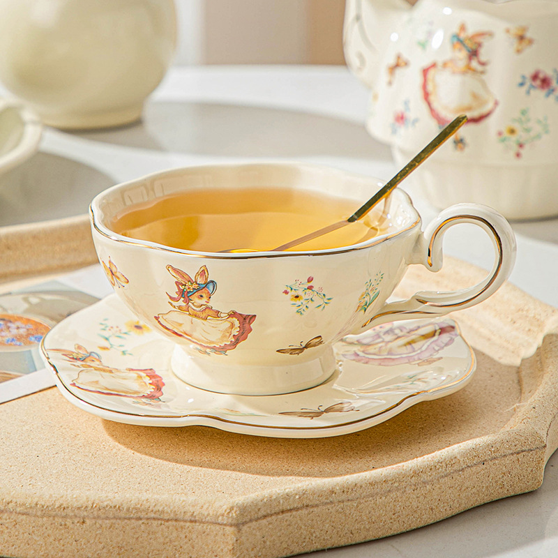 Coffee Tea Gift Set - Angielska filiżanka i talerz do kawy