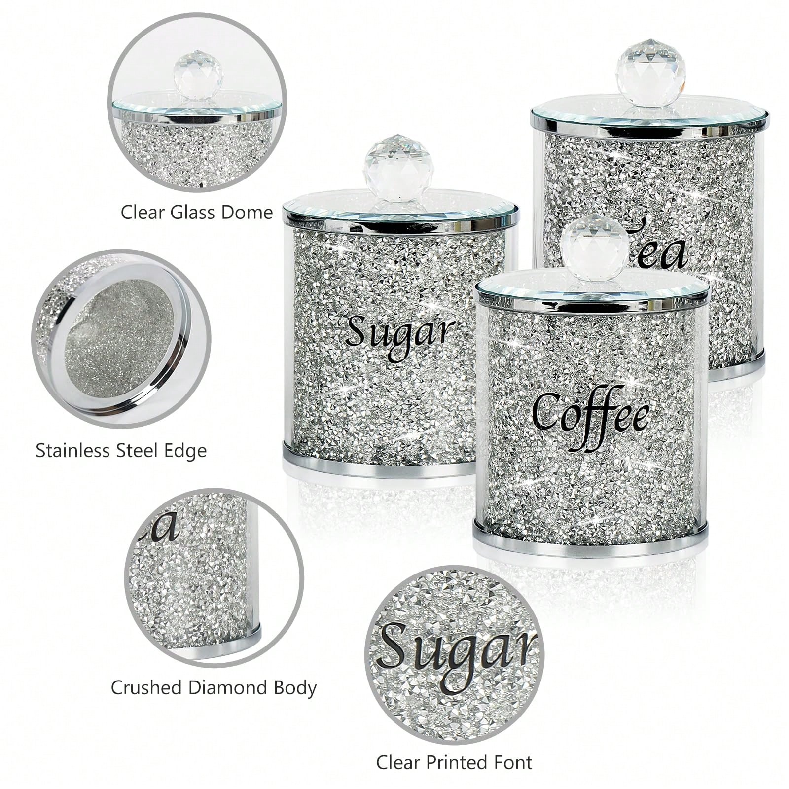 Coffee Tea Jars - Zestaw Pojemników na Kawę, Cukier, Herbatę,