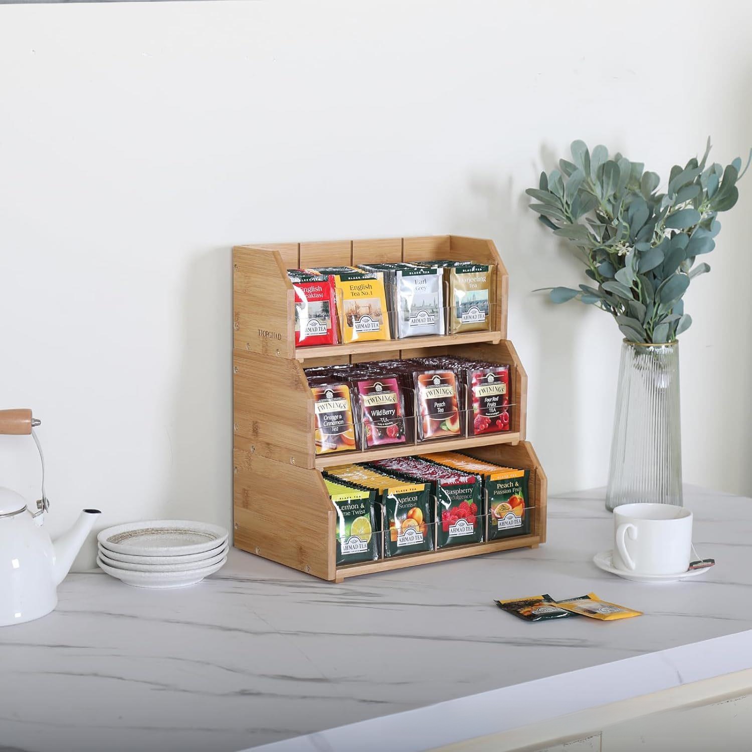 Pudełko na herbatę z bambusa,  – Coffee Tea Organizer recenzja i cena